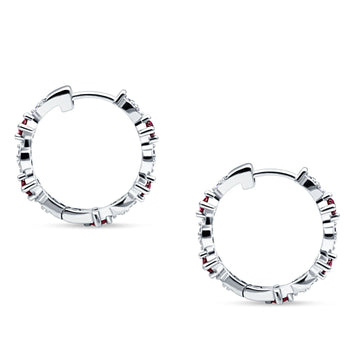 Huggie Hoop Earrings Simulated Ruby 925 Sterling Silver Wholesale